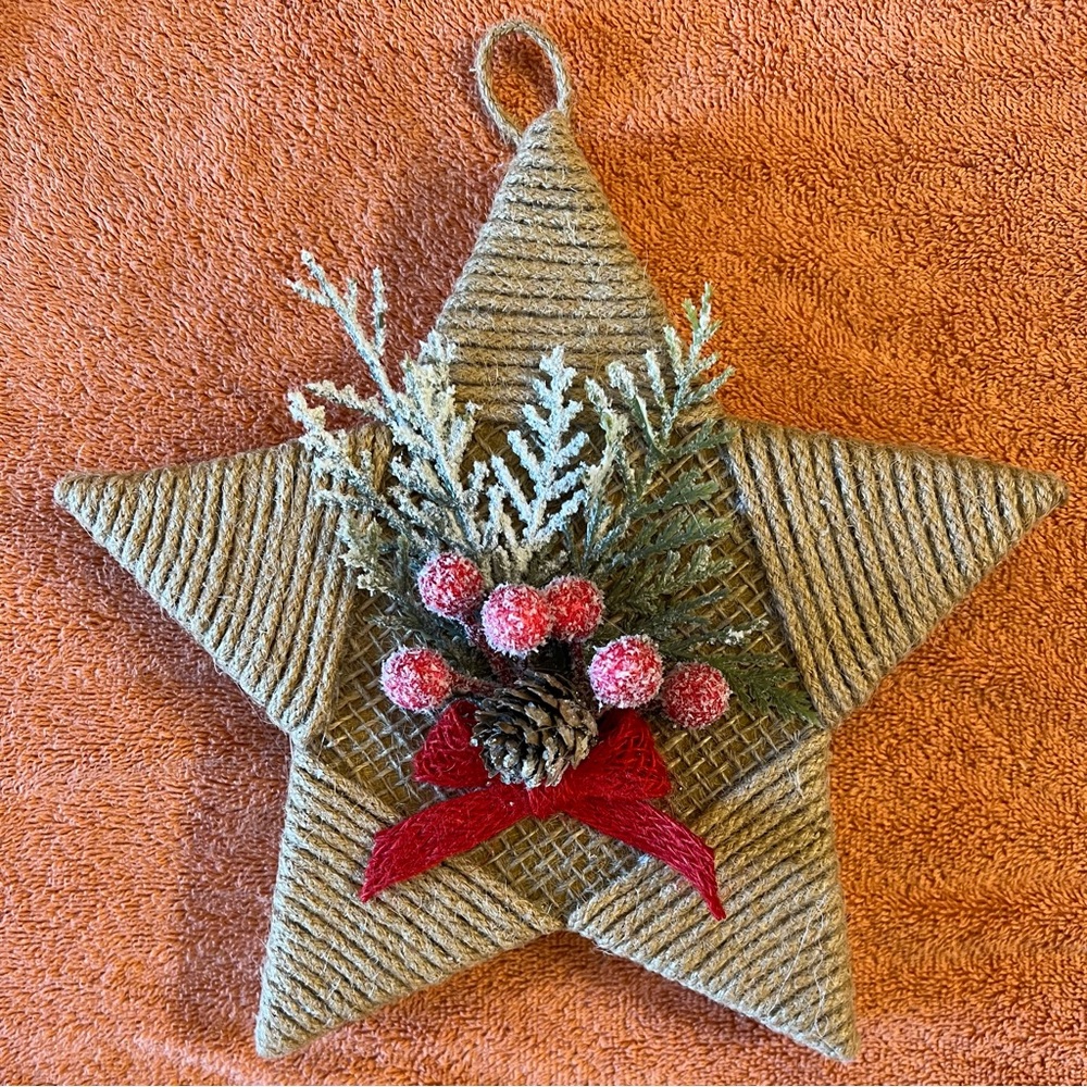 Hand Crafted Star Holiday Decor with Red and Green Accents